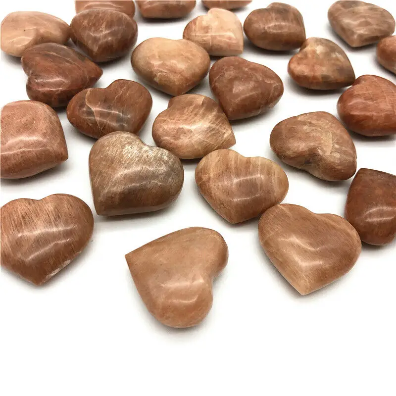 

Drop Shipping 1PC Natural Orange Moonstone Crystal Heart Shaped Stones Healing Specimen Decor Gift Natural Stones and Crystals