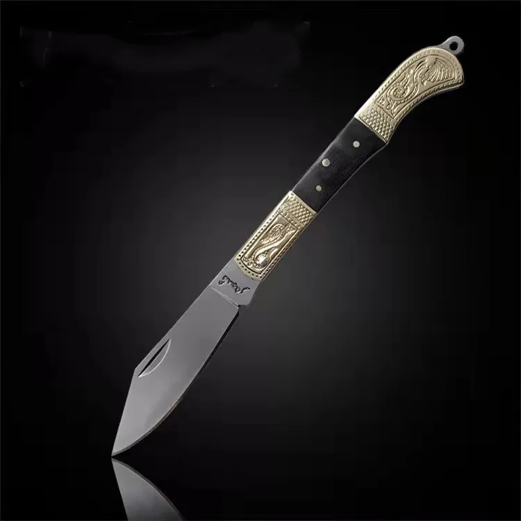 Тактический 55HRC высокопрочный медный нож для выживания с цветной деревянной