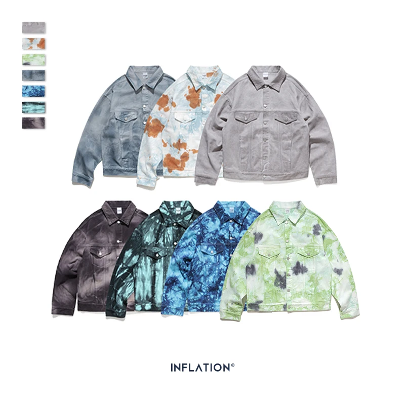 

INFLATION Design Tie Dye Denim Jacket Men 2020 FW Streetwear Oversize Jeans Jacket Men Hip Hop 100% Cotton Men Outerwear 9745W