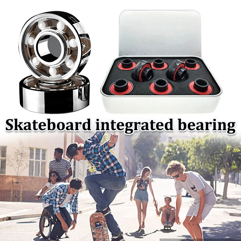 

8pcs 608 Roller Skate Zirconia Ceramic Wheel Bearing Anti Rust Skateboard Ball Bearings Shaft Quiet with Sealing Cover