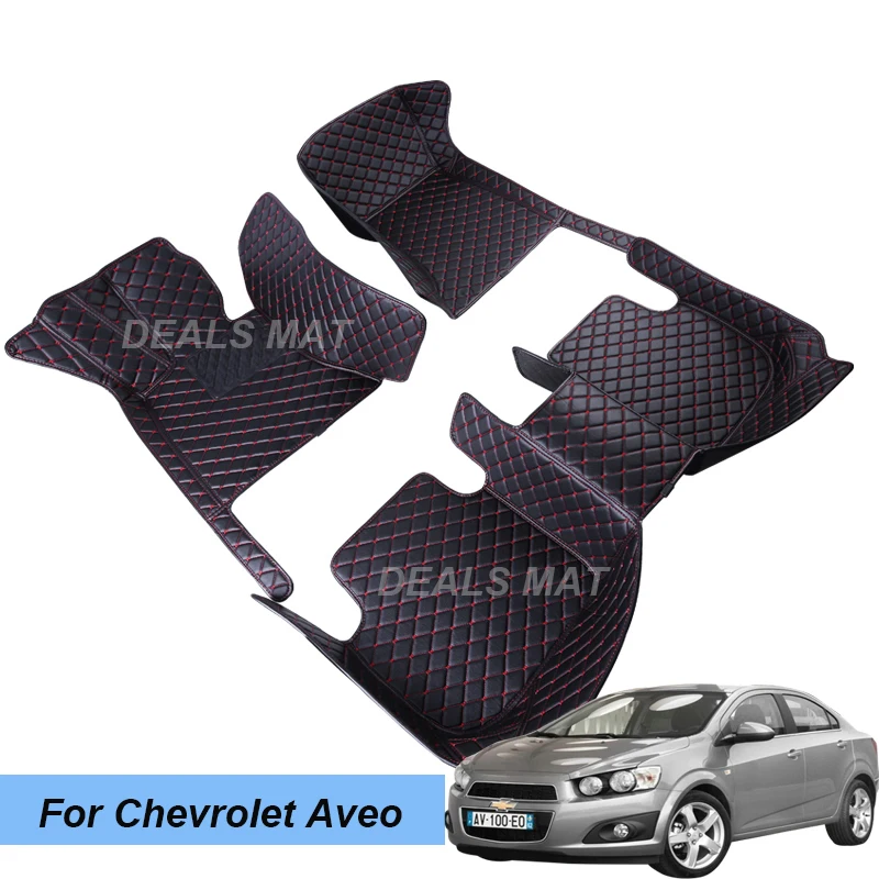 

100% Fit Leather Auto Car Mats With Pockets Floor Carpet Rugs For Chevrolet Aveo T250 2007 2008 2009 2010 2011 accessories