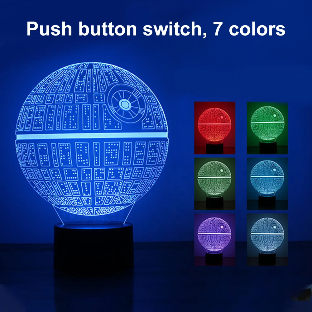 

3D Night Light LED Illusion Table Desk Lamp Star Wars Light Rechargeable Home Light With 7 Colors For Bedroom Living Room