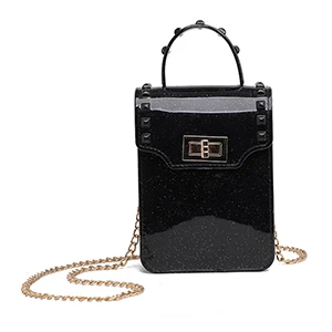 Black 12x5x16cm Трендовая Новая женская желеобразная сумка для телефона, сумка через плечо, женская прозрачная мини-сумка через плечо для телефона, прозрачная сумка через плечо для девушек - Цвет: Black 12x5x16cm