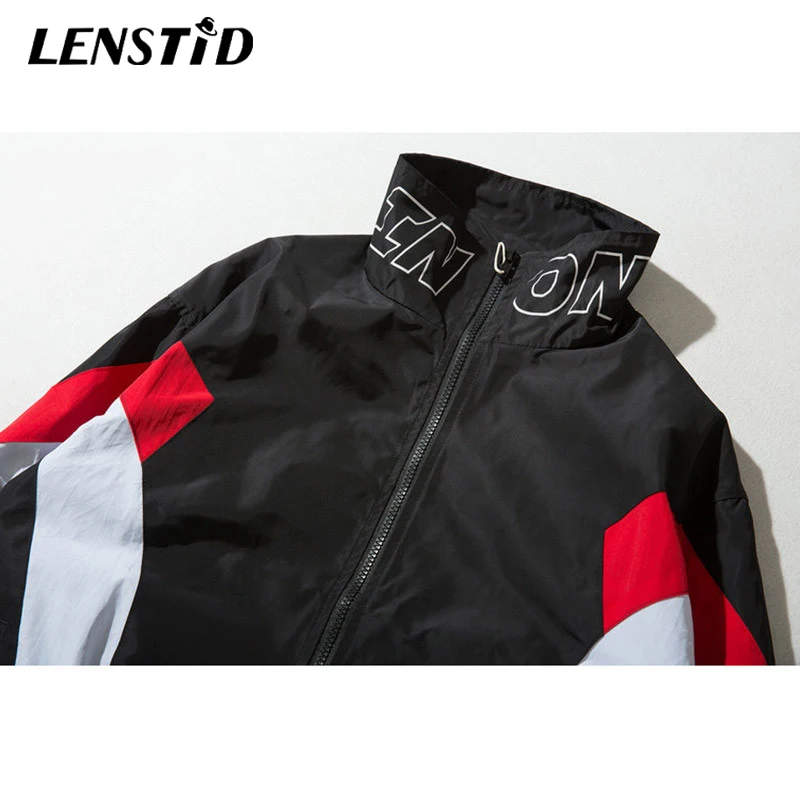 LENSTID 2019 Осень Хип Хоп мужские геометрические Лоскутные винтажные ветровки