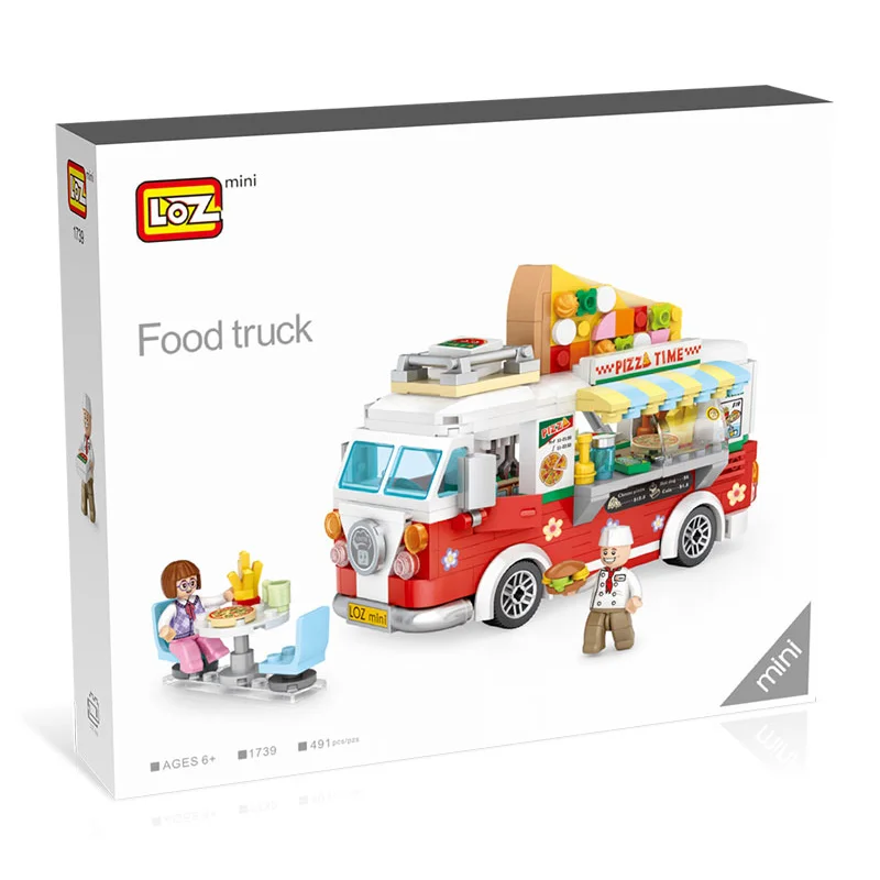 

Mini Sales Car Blocks Toys Creator Pizza Coffee Juguetes Carro Building Bricks DIY Car Model Girls Boys Xmas Birthday Gifts