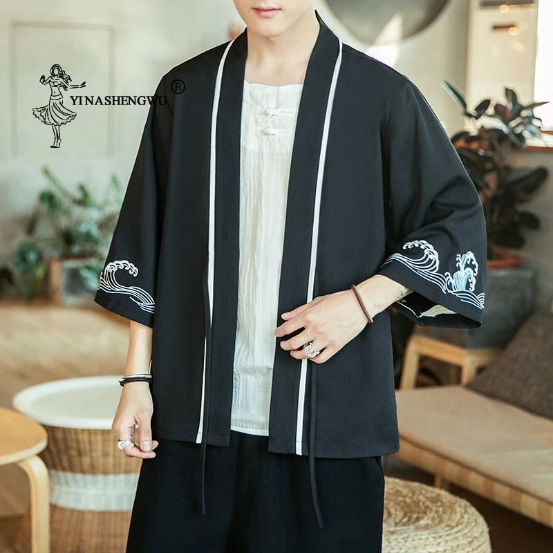 

Japanese Kimono Traditional Yukata Kimono Cardigan Men Beach Thin Asian Clothe Male Fashion Casual Cardigan Shirt Kimono Cosplay