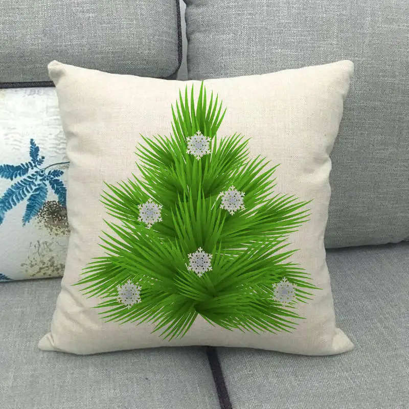 

Christmas pillowcase Christmas tree print pillowcase sofa cushion cover linen pillowcase Christmas cushion cover square 45X45 CM
