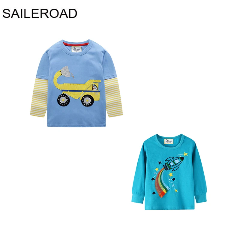 SAILEROAD 2Pcs Девушки с длинным рукавом рубашка единорога 7 лет Мальчики рубашки