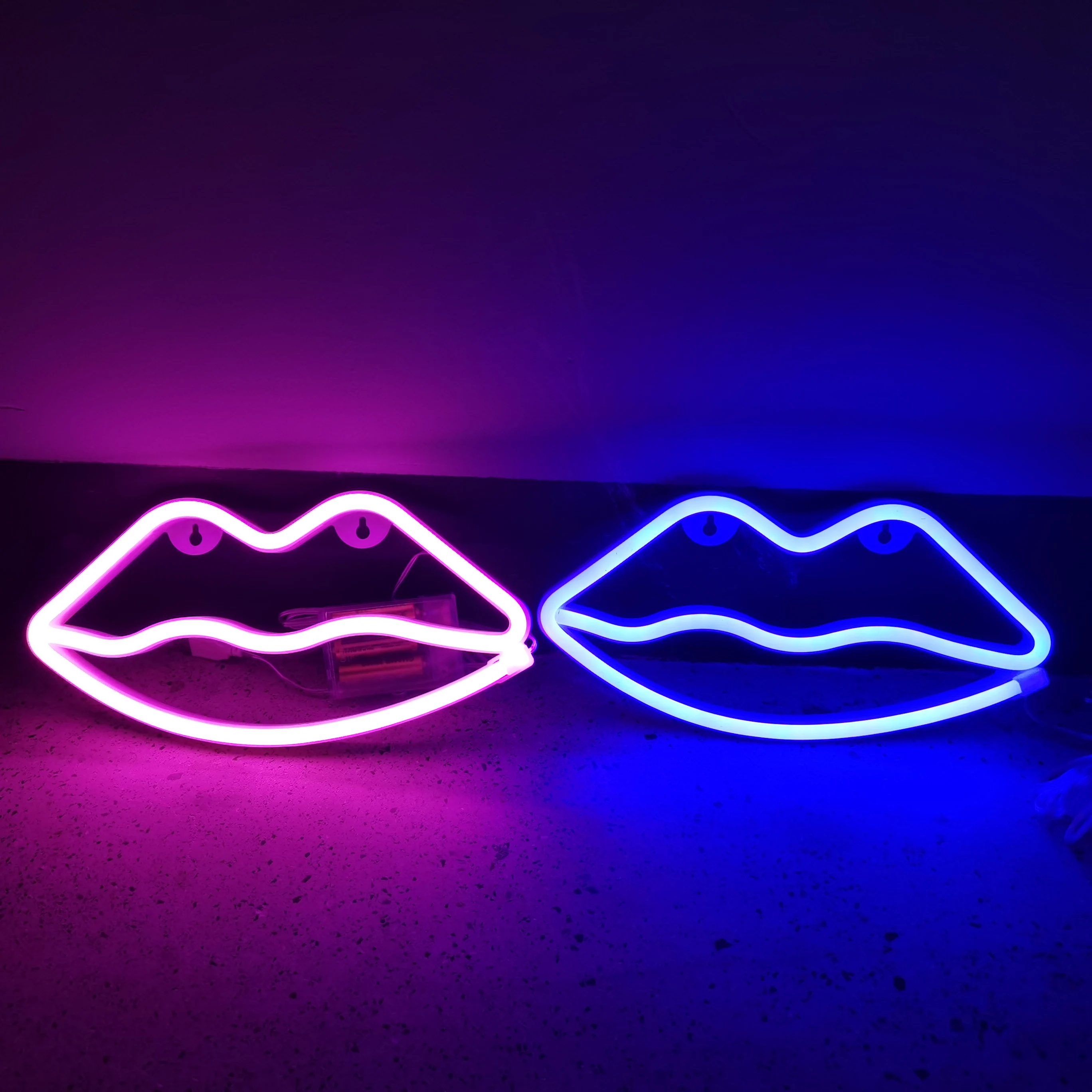 

LED Red Lips Fairy Neon Lights Sign USB Battery Operated Indoor For Bedroom Wall Festoon Garland Wedding Christmas Decoration