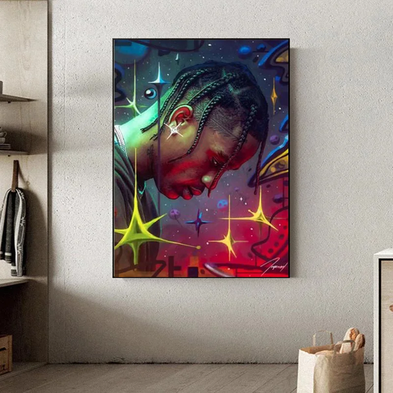 

Modern Rapper Portrait Graffiti Posters Hip-Hop Singer Star Paintings Prints Boy Bedroom Decorative Room Home Wall Decor Cuadros