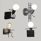 Настенная люстра с мультяшным роботом, светодиодная лампа s, креативный Железный прикроватный светильник для детской, гостиной