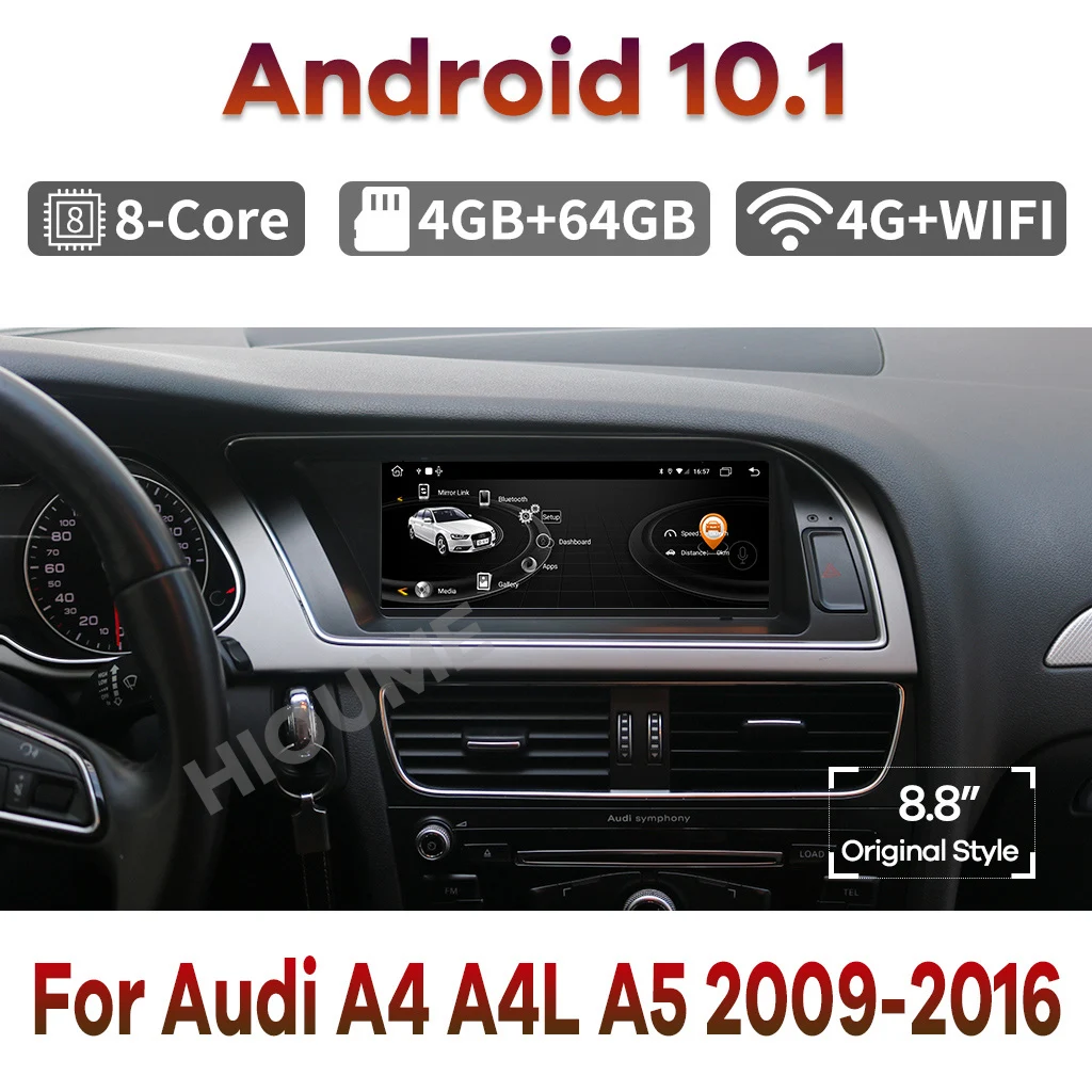 Автомобильный мультимедийный плеер на Android 10 1 с GPS навигацией для Audi A4 A4L A5 2009 2016