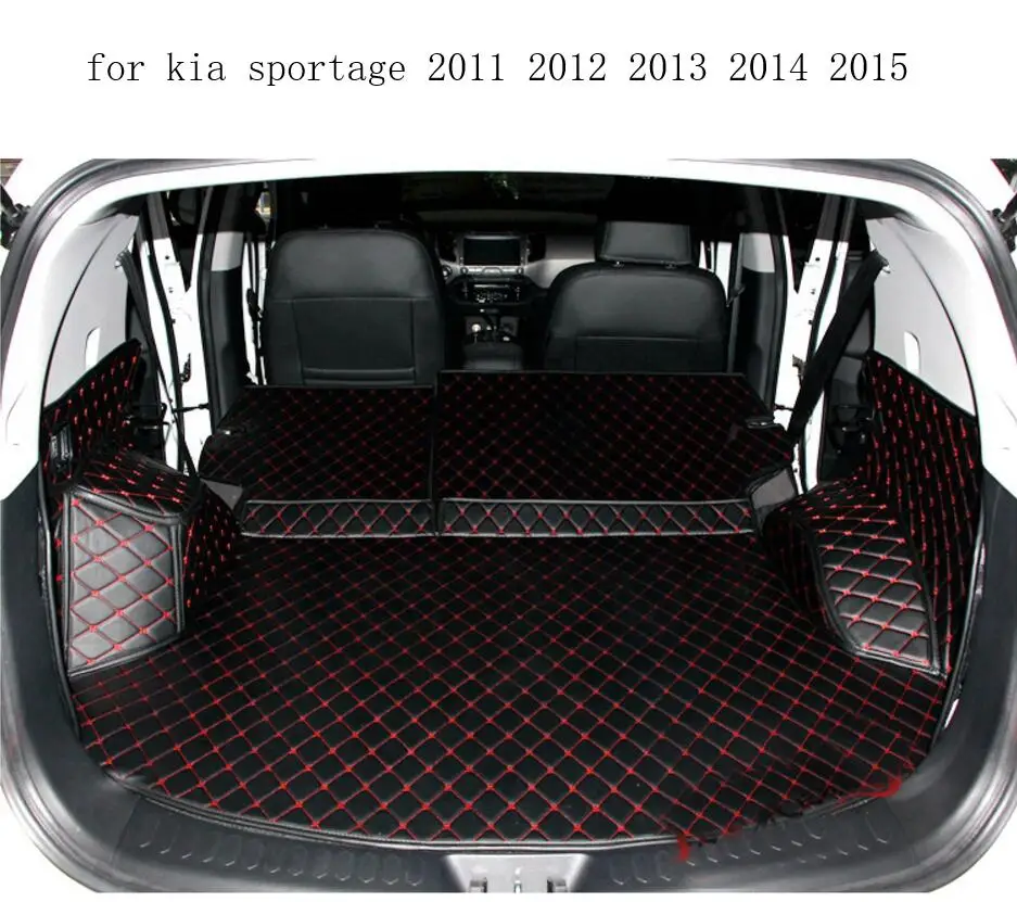 wearable waterproof fiber leather car trunk mat for kia sportage 2011 2012 2013 2014 2015 3rd gemeration car accessories