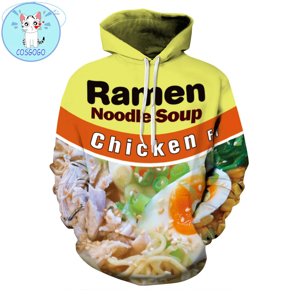 

COSGOGO Ramen Noodle Soup Hoodies Hipster Funny Hoody Chicken/beef/shrimp Flavor Unisex Tops Cool Hip Hop Streetwear Pullovers
