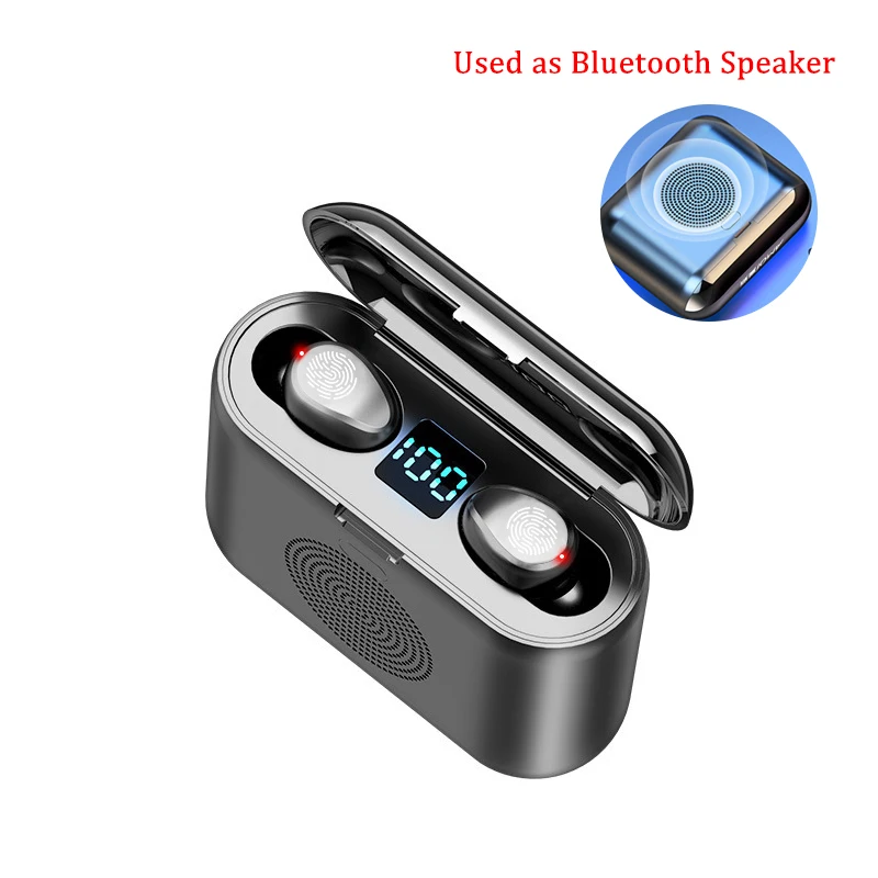 Беспроводные bluetooth наушники с функцией динамика водонепроницаемые дисплеем