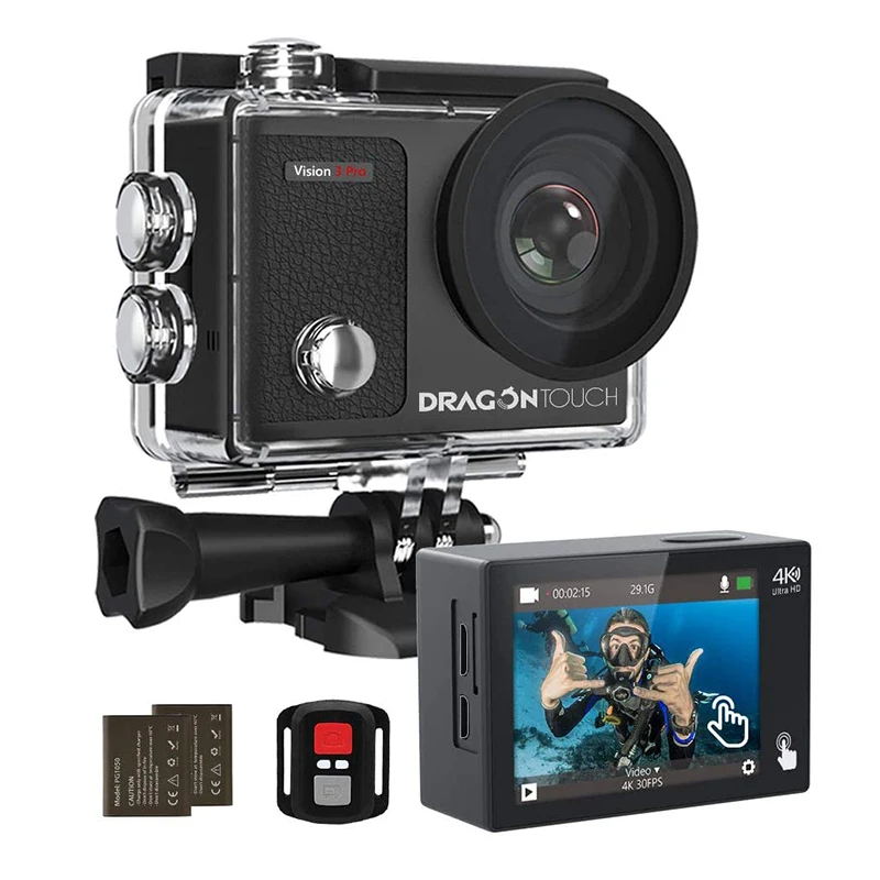Экшн камера AKASO Vision 3 pro Ultra HD 4K водонепроницаемая 30 м 2 0 дюймовый экран 1080p