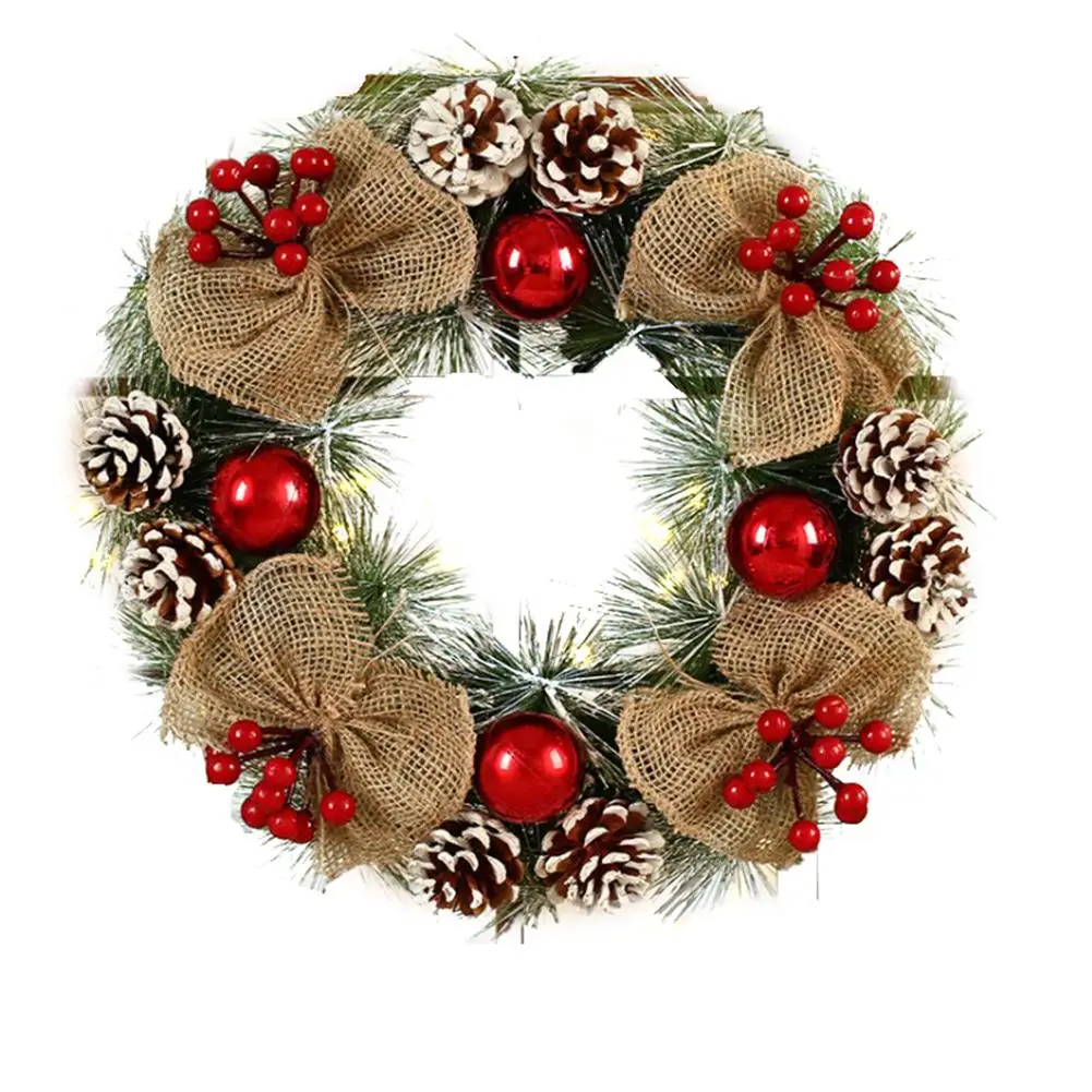 38x38 см Рождественский венок сосновый конус из ротанга подвесная гирлянда ПВХ