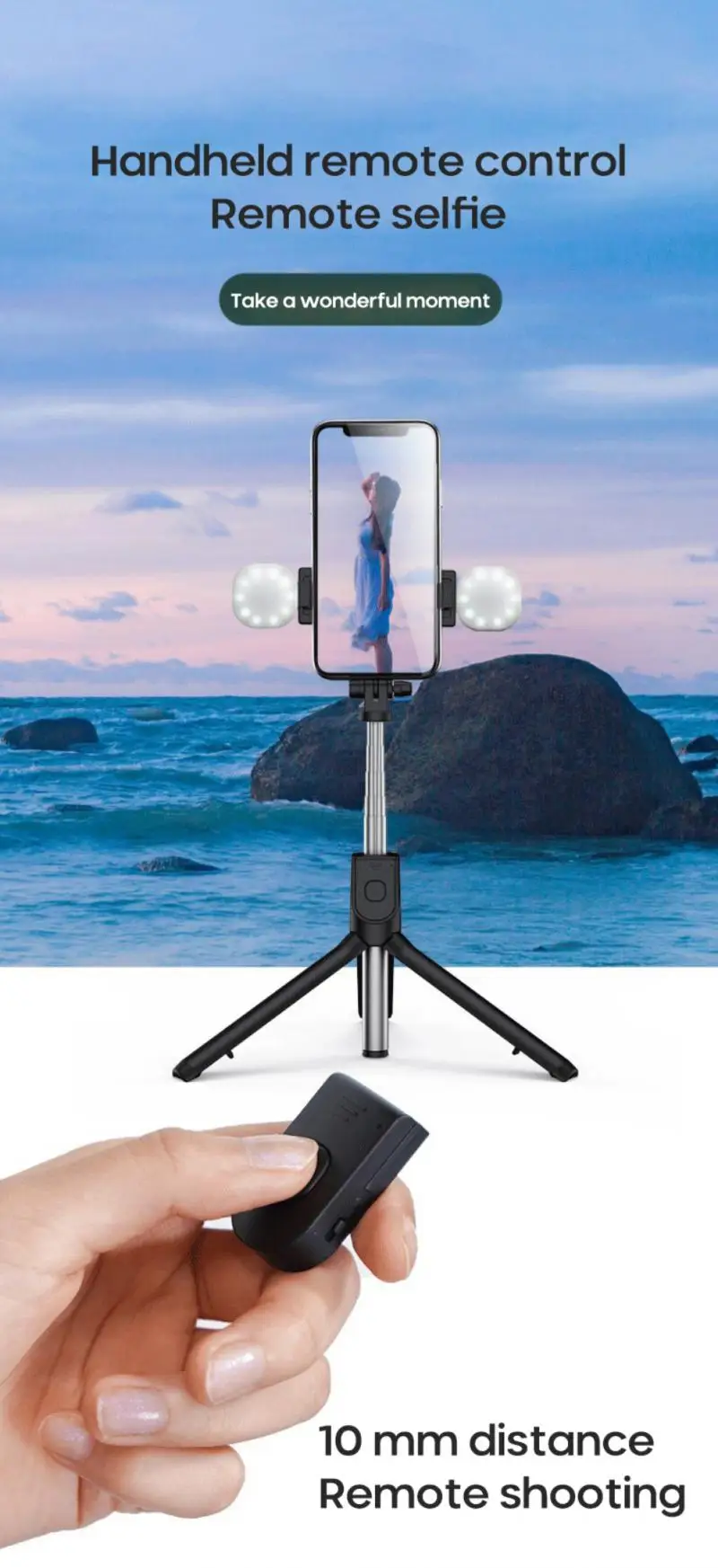 Портативная селфи-Палка с Bluetooth складной штатив мягким кольцом для съемки фото и