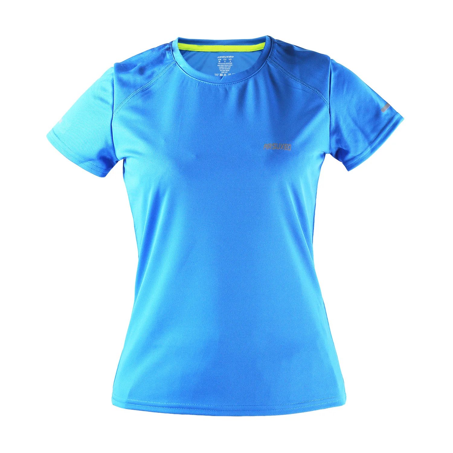 Women Blue ARSUXEO, футболки для бега, для мужчин и женщин, короткий рукав, спортивный костюм, для спортзала, кроссфита, фитнеса, футбола, Джерси, тренировочная футболка, для бега, Спортивная рубашка - Цвет: Women Blue