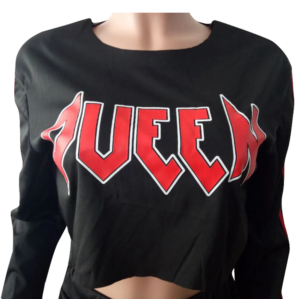 

Two Piece Set Tracksuit Letter Sexy Long Sleeve Sweatsuits For Women Sets Drawstring Survetement femme military D8086