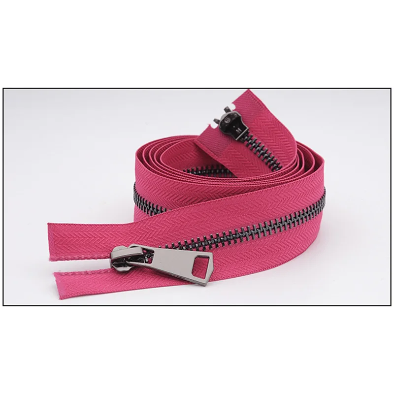 black-rose red Meetee 120 см 5# Металлические молнии двойной слайдер открытый конец молнии DIY Швейные Инструменты пуховик пальто одежда портной ремонт аксессуары - Цвет: black-rose red