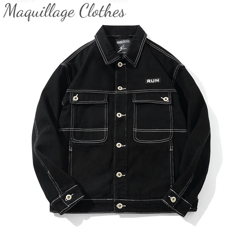 

Для мужчин Грузовой Повседневное Джинсовые куртки черный мыть верхней одежды (пальто для мужчин Размеры M-3XL