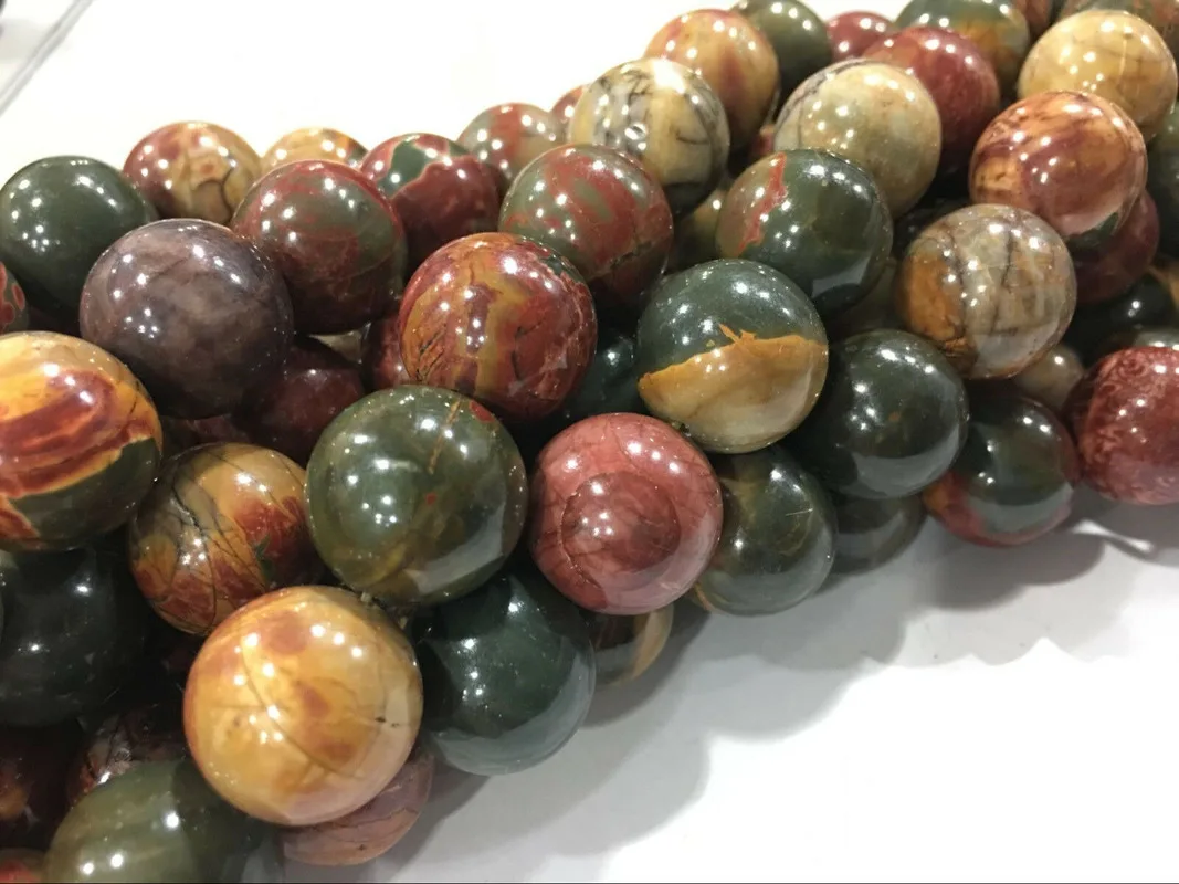 

natural 16MM Picasso Jasper round loose beads 15inch For Jewelry