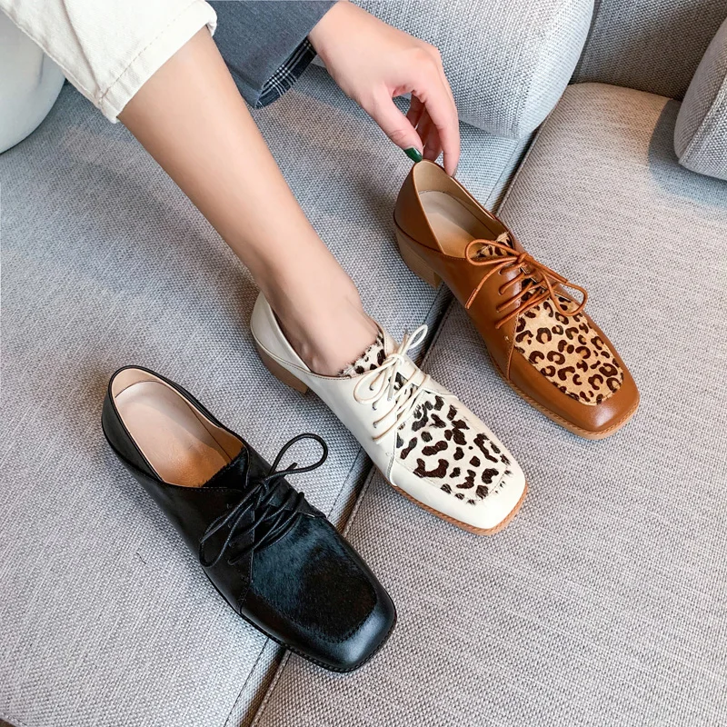 INS/популярные женские туфли-лодочки бархатная кожаная с леопардовым принтом на