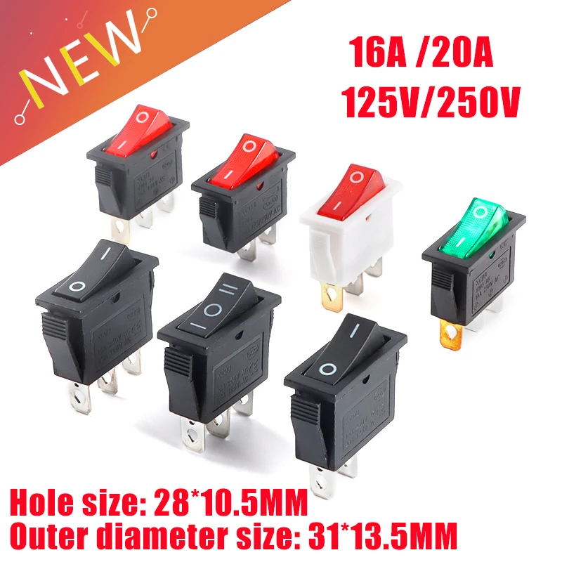 5PCS KCD3 Microswitch Electric Cooker Frying Pan Boat-type Toggle Switch Ship-type Seesaw 2/3 Feet Gear Power Button Kit - купить по
