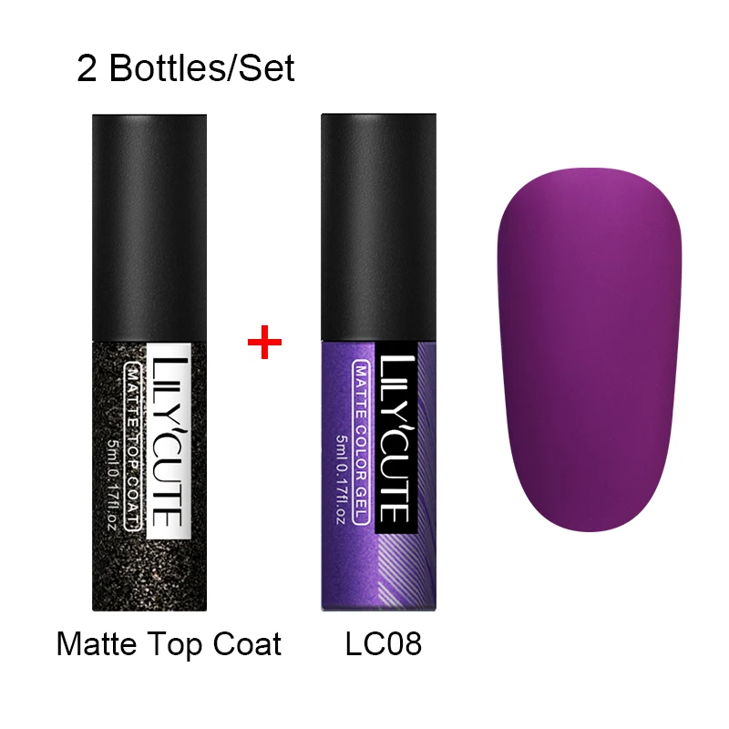 2 Bottles 8 LILYCUTE матовое верхнее покрытие Цвет УФ-гель для ногтей Полупостоянный личная гигиена лак для ногтей, маникюр Гель-краска для ногтей маникюр - Цвет: 2 Bottles 8