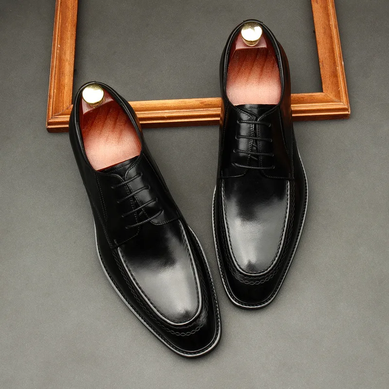 Мужские деловые классические туфли из натуральной кожи мужская обувь высокого