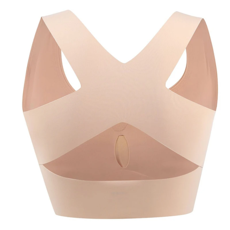 

Women Humpback Corrected Seamless Latex Bra Underwear Solid Two-in-One Gathering Adjustable Front Buckle Bra Underwear