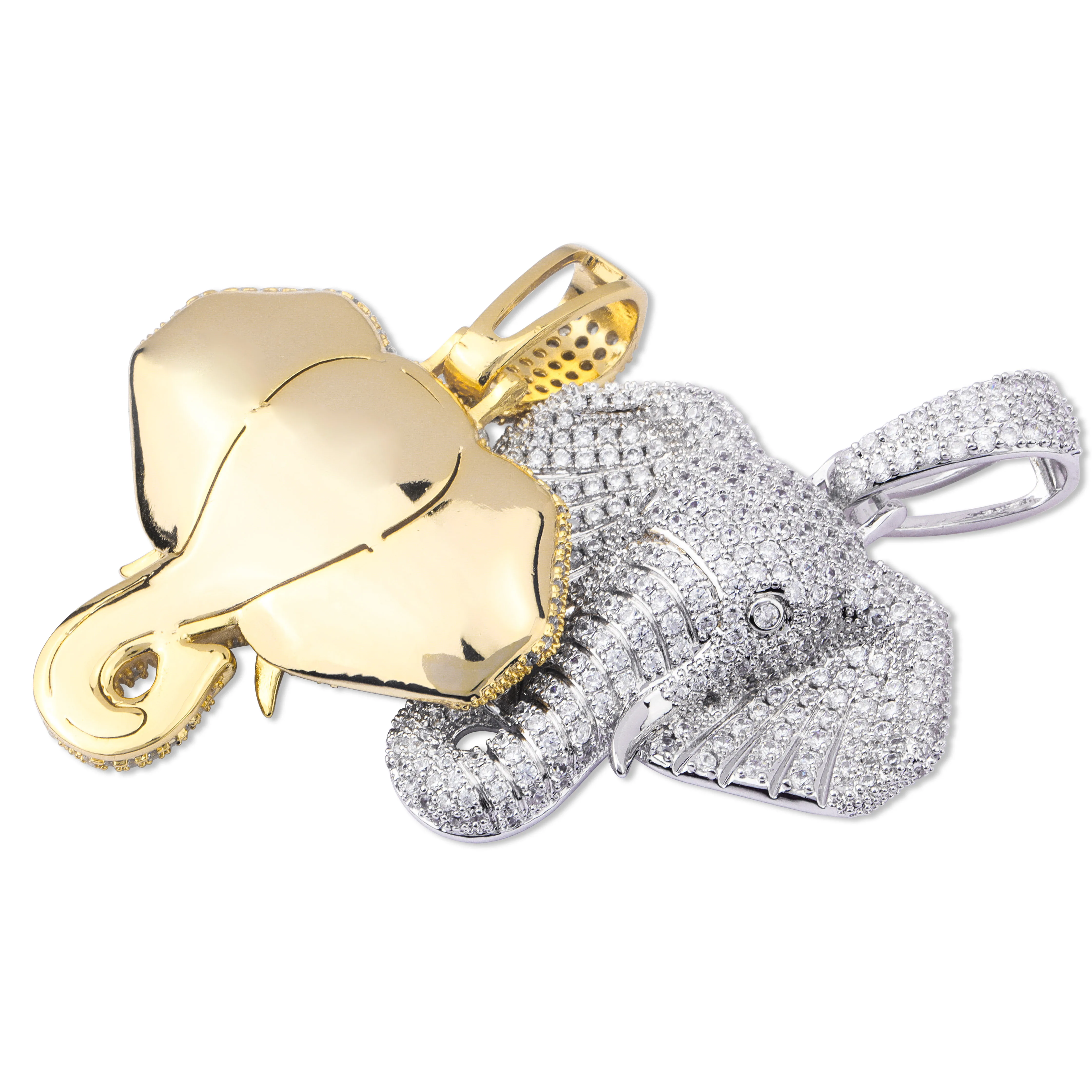 GUCY льдом кубический циркон Bling с рисунками животных С Рисунком Слона Ожерелья &amp