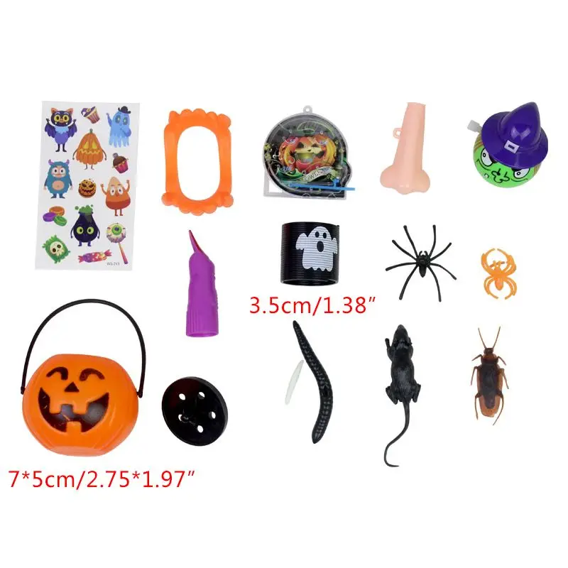 

Q0KF 120pcs Plastic Halloween Tricky Toy Set Kids Children Birthday Party Joking Gift Haunted House Props