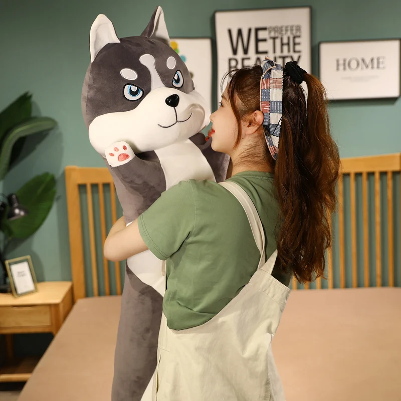 Online Almohada Larga Kawaii De 120CM Para Niños Y Niñas, Peluches De Husky, Perro Suave De Peluche, Cojín Para Dormir, Regalos, 1 Ud.