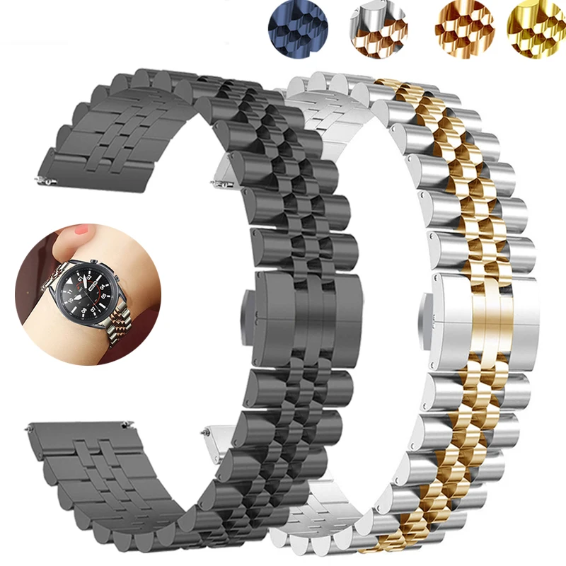 

For Samsung Galaxy Watch 3 22mm 20mm Stainless Steel Strap Band 41 45mm Gear S3 Watch 46/42mm for Amazift Metal Wrist Bracelet