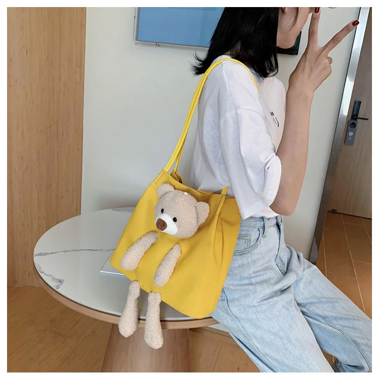 

Fashion women bucket bag canvas large girl underarm bag hot female casual shoulder vintage messenger bag autumn winter hj78