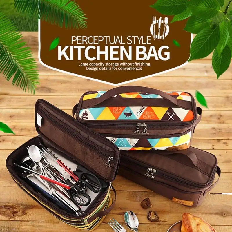 

Outdoor camping cookware storage bag barbecue tableware closet travel Picnic organizer luggage bag wash bags portable M0X1