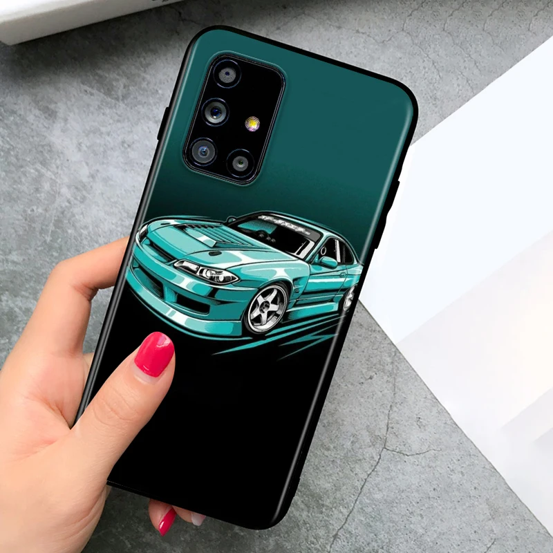 

JDM COOL Car for Samsung A91 A81 A71 A72 A52 A51 UW A42 A41 A32 A31 A21 A12 A02S A11 Black Phone Case