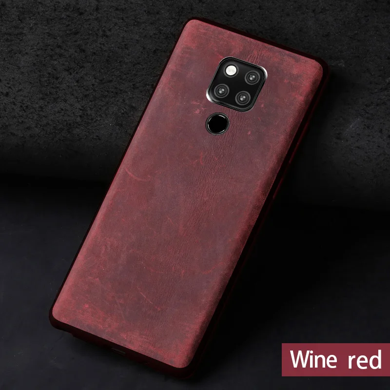 Чехол для телефона из воловьей кожи для huawei mate 9 10 20 Pro P10 P20 P30 Lite Crazy Horse, задняя крышка для Honor 8X9 10, чехол с текстурой - Цвет: Wine Red