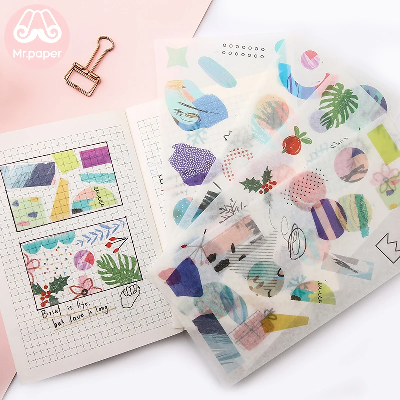 Mr. paper 24 дизайна 4 шт./лот на основе Sketchbook Deco Наклейки из бумаги васи Скрапбукинг пули журнал популярный деко постельное белье наклейки