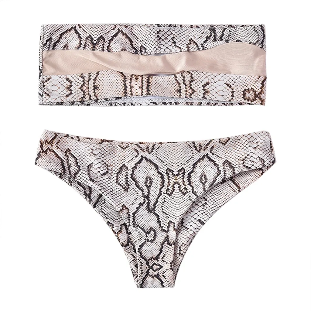 2020 сексуальный купальник Женский бандажный из двух частей топ-бикини со змеиным