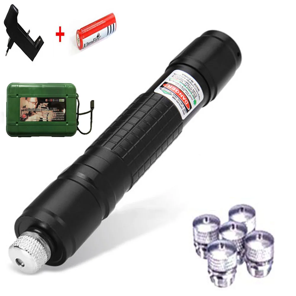 black laser D Высокая Мощная зеленая лазерная указка 5 МВт Лазеры прицел лазер ручка горящая спичка с лазерами+ аккумулятор 8650+ зарядное устройство+ коробка - Цвет: black laser D