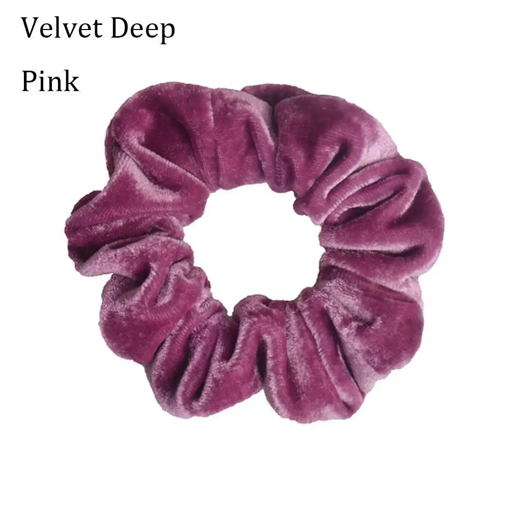 Velvet Deep Pink Атласные/бархатные резинки для волос, женские эластичные резинки для волос, головные уборы для девушек, яркий цвет, Шелковый конский хвост, держатель, аксессуары для волос - Цвет: Velvet Deep Pink