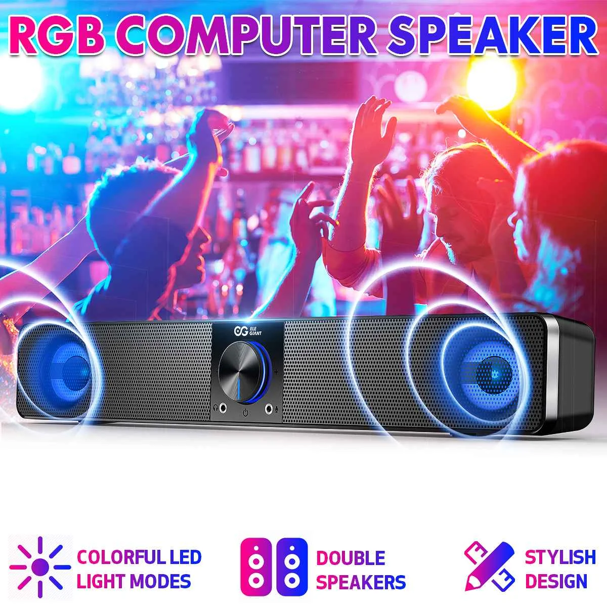 

10W LED Computer Speakers Wired Enhanced Sound Bar Loudspeaker Surround Soundbar Speaker Stereo Subwoofer Sound Bar for Laptop