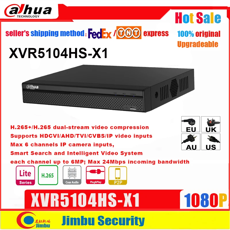 Цифровой видеорегистратор Dahua XVR XVR5104HS X1 4ch до 6MP H.265 H.264 Smart Search Penta образный 1080P