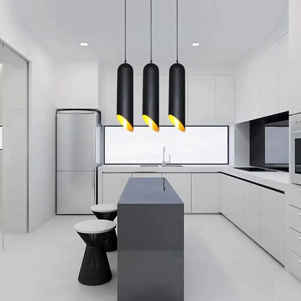 Современный цилиндрический алюминиевый подвесной светодиодный светильник