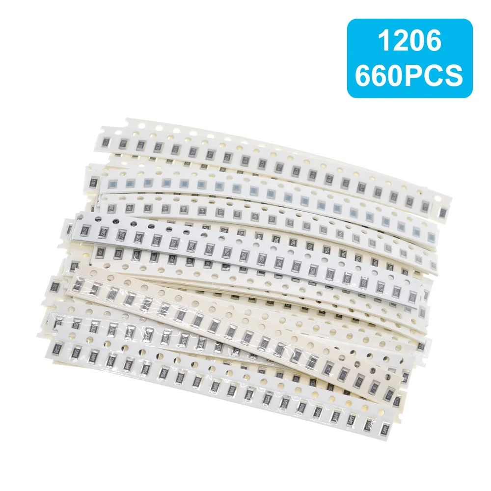Комплект резисторов ShengYang 0603 0805 1206 SMD разные комплекты 1 Ом 1М 1% 33 значения 20 шт. = 660