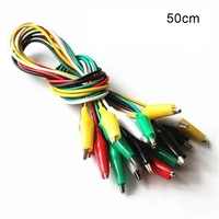 10pcslot 50cm test alligator clip double ended crocodile clip electronics connecting wire jumper cable probe leads wires 5color