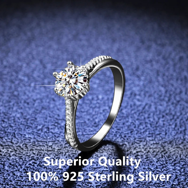 

Round morsonite RING 925 silver feminine fashion ring Anniversary Wedding Ring Jewelry Gift